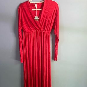 Long sleeve full length beautiful red maternity Pink Blush dress